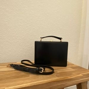 Black Faux Leather Box Purse